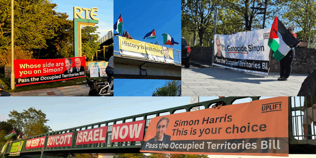 Pass the occupied territories bill banners collage